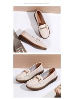 Zapatos de mujer de primavera nuevo estilo Mocasines de cuero genuino, punta redonda, planos, antideslizantes, suela suave Comodidad individual para mujeres de edad media y mayor - details 2
