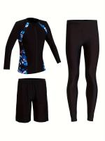 Traje de baño de surf para hombre, top con cremallera de manga larga a prueba de sol con mallas de cuerpo entero y 3 piezas - details 1