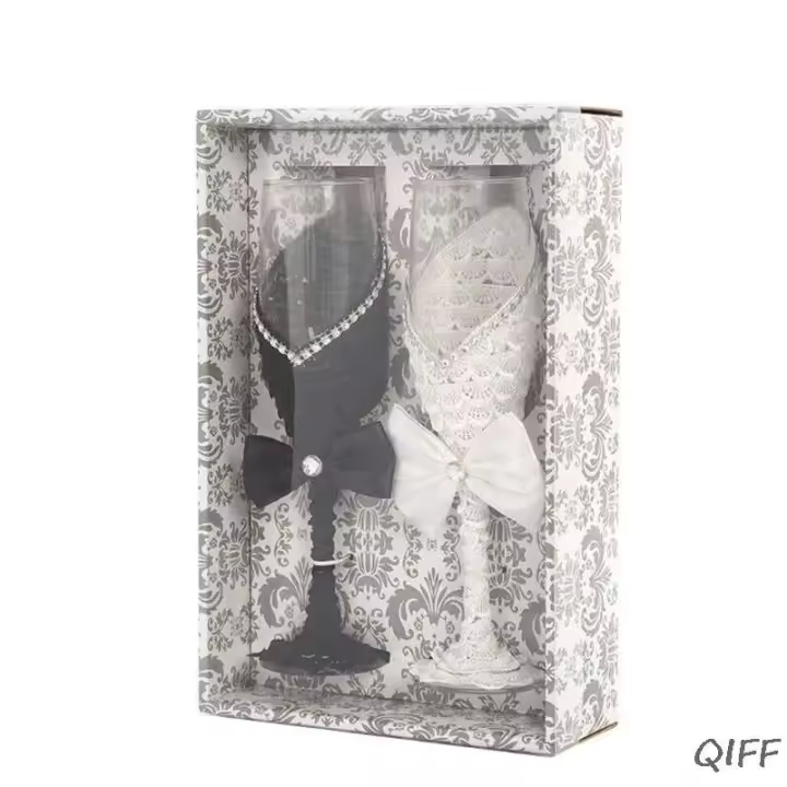 Pareja Hecha a Mano Vinos de Champán Copas de Cristal para Novios y Novias - 1