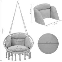 Silla Colgante 2 Cojines Asiento Ø65cm hasta 150Kg Tejido Antracita Hamaca Columpio Exterior Interior - details 13