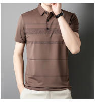 Polo corto a rayas de hielo para hombre, holgado y casual, o camiseta de media manga con cuello de solapa - details 1