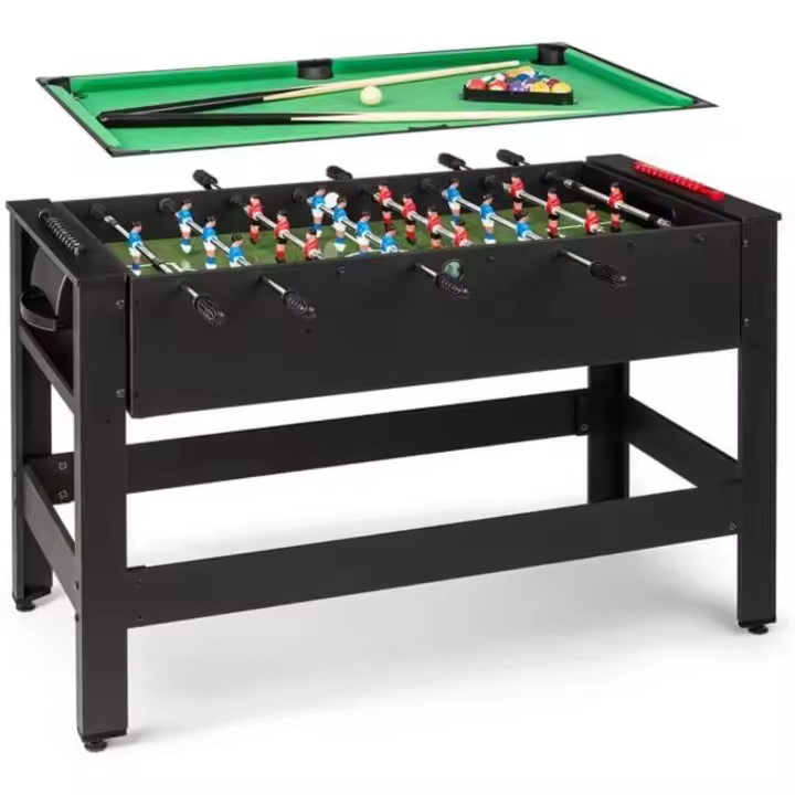 Mesa de Juegos de Mesa 2 en 1 Billar y Fútbolín para Adultos y Niños 105 x 58 cm Cubierta Verde - 1