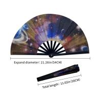 1 abanico de baile de estrellas de galaxia interestelar de ensueño: escultura de hueso de ABS con diseño de espacio cósmico, perfecto para festivales de música, día de San Valentín, bodas, fiestas y regalos del día de San Patricio, abanico de fiesta |   D - details 3