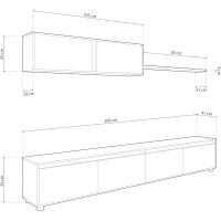 Conjunto Reversible de Salón, Mueble de TV, Módulos de Comedor, Modelo Arlet, Acabado en Blanco Artik y Roble Canadiense, Medidas: 200 cm (Largo) x 41 cm (Fondo) 43 cm (Alto) - details 2