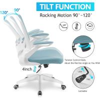 9060 Silla de oficina ergonómica con reposabrazos plegables, silla de ordenador giratoria de malla de 360 ° , gris claro - details 11