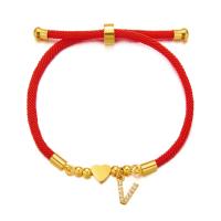 Pulsera de Corazón Inicial A-Z de Acero Inoxidable Color Oro Joyería de Encanto de Cuerda Ajustable de Rojo de la Suerte para Mujeres Regalo de Joyería - details 25