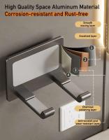 Soporte de aluminio para el cabello, autoadhesivo montado en la pared, perforado, estante para secador de pelo Dyson, organizador de iluminación de baño no perforado - details 9