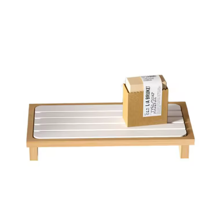 Organizador de fregadero de secado instantáneo antideslizante Simple, drenaje para ahorro de espacio, soporte para esponja de cocina, estante de bambú resistente, estera de secado de platos, jabón - 1