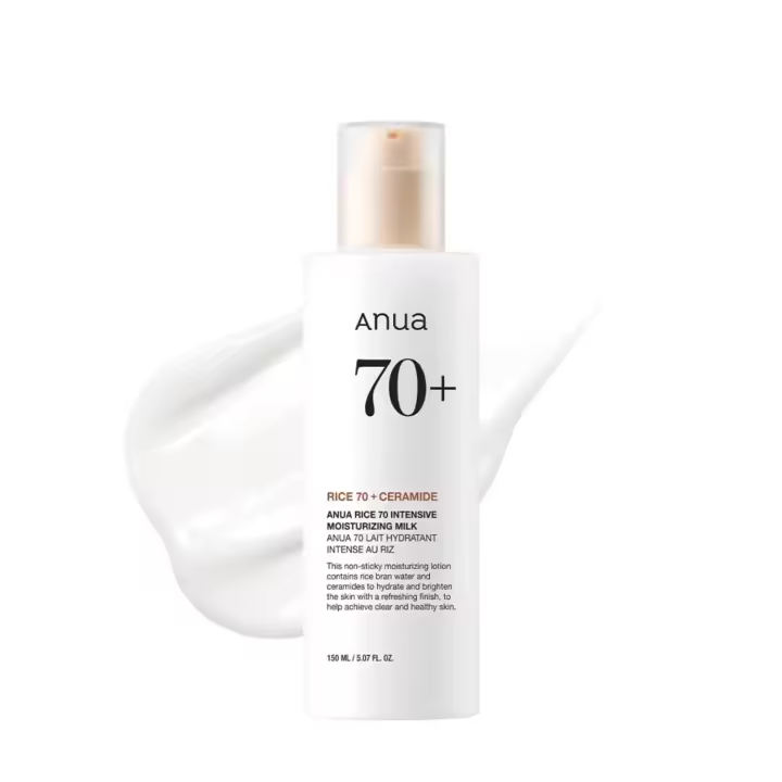 ANUA Rice 70 Leche hidratante intensiva, loción para hidratación profunda y nutritiva, piel de vidrio brillante, agua de arroz, niacinamida, ceramidas, ligera, cuidado de la piel coreano, 150 ml/ 5,07 fl.oz. - 1