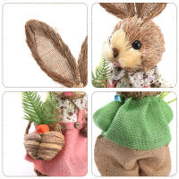 Adornos de Conejo de Paja 2Pcs Estatua de Conejo de Espuma Decoración para Fiesta de Pascua Regalo de Manualidades Foto 25/35cm - details 3