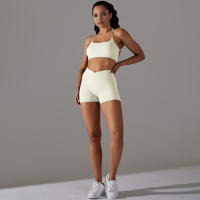 Hamidou-Conjuntos de Yoga cortos para mujer, Sujetador deportivo con espalda bonita, ropa deportiva, atuendo deportivo para mujer, Top corto para correr, pantalones cortos, ropa de entrenamiento - details 13