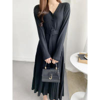 Vestidos largos de punto maxi 2023 Mujer Invierno Ropa básica Vestido suéter cálido con cordones y cinturón Vestidos - details 2
