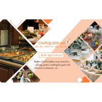 Paquete de 4 platos, juego de Buffet de platos de frotamiento de acero inoxidable de 9 cuartos con marco plegable, calentadores de alimentos para fiestas, suministros de Catering, - details 2