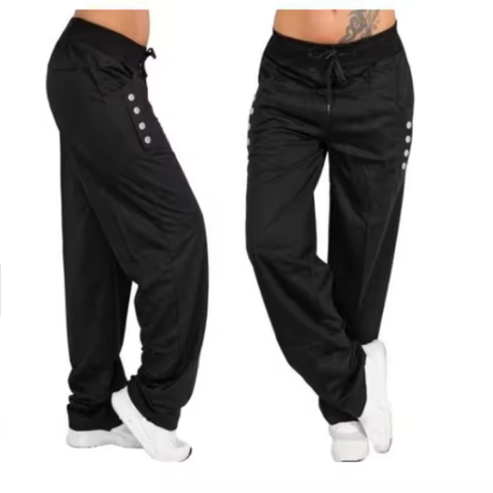 Pantalones Casuales Sueltos Para Mujer  Negro Gris Pantalones Mujer Pantalon Femme Jogger Talla Grande Leggings Estilo Inglés Otoño/Invierno - 1