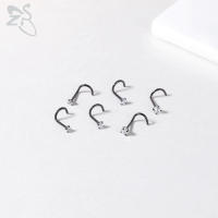ZS-Juego de Piercings de Nariz de acero inoxidable para hombre y mujer, Piercing de calavera negra, murciélago, gato, Perno nasal, anillo en forma de L, joyería, 20G, Punk, 1 Juego - details 11