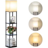 Lámpara de Pie, Temperatura de 3 Colores, Lámpara con Estantes con Bombilla LED, Lámpara de Salón, Dormitorio, Estudio y Oficina, Negro,Decoración Hogar Vintage - details 11
