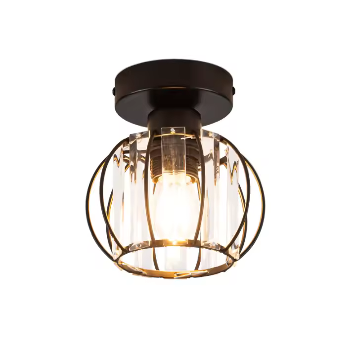 Lámpara de techo moderna de cristal negro CBJKTX E27, lámpara de cocina vintage con marco de metal - 1