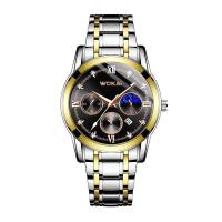 Reloj de cuarzo con banda de acero para negocios, WOKAI de lujo de alta calidad, dorado, con calendario deportivo, resistente al agua, retro - details 9