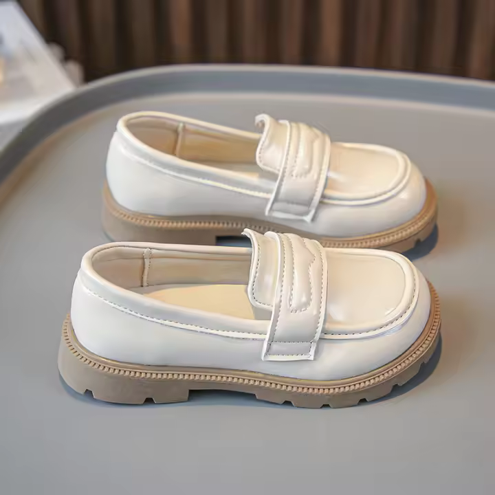 Zapatos De Cuero Para Niñas, Mocasines Antideslizantes Con Gancho Y Bucle, Color Negro, Para Primavera Y Otoño, 2023 - 1