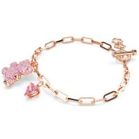 Swaroski-pulsera con dije de oso rosa chapada en oro rosa, corazón de cristal plateado, pulsera de eslabones CZ, regalo de joyería ajustable para mujer ﻿ 16-18cm - details 1