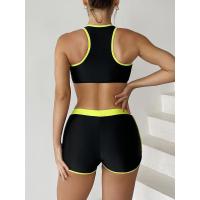 Conjunto deportivo de 2 piezas para mujer, traje de baño de color liso con cremallera, ropa de playa, novedad de 2023 - details 2