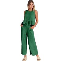 Conjuntos de dos piezas de verano para mujer, jersey informal sin mangas, tops y pantalones sueltos para mujer - details 7