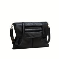 2025 Nuevo bolso de hombro tipo sobre elegante de inspiración coreana - Bolso de gran capacidad con correa desmontable, cierre magnético y forro de poliéster - Negro sólido para mujeres, uso informal y formal - details 0