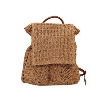 Mochila de paja para mujer, bolso de hombro hueco bohemio, bolsos de viaje tejidos de ganchillo para mujer, paquete de playa de punto - details 13
