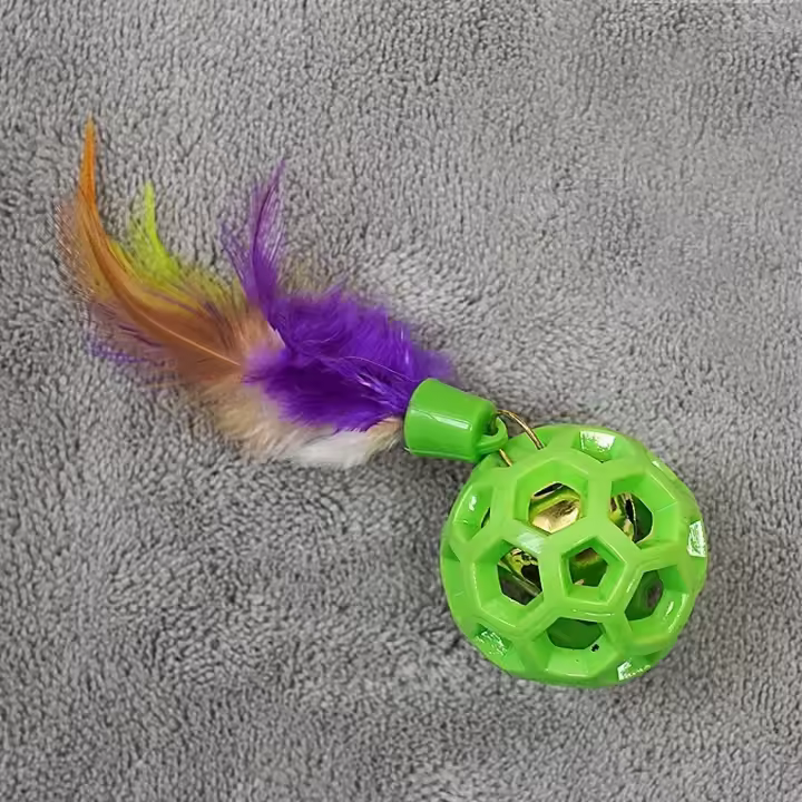 C007 Gato Juguete Moliendo Dientes Resistente A Mordeduras Hueco Sonido Interactivo Campana Bola TPR Pluma Sonido Bola - 1