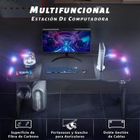 Escritorio Gaming de Fibra de Carbono Ergonómico, Escritorio Gamer con Portavasos y Gancho - details 1