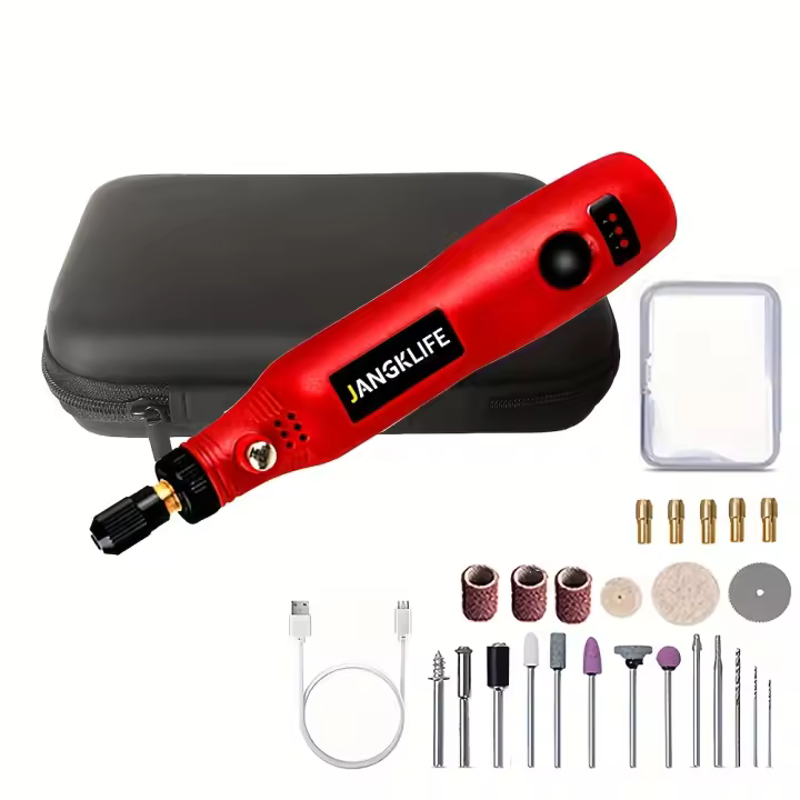 Juego de Herramienta Rotativa Inalámbrica Mini con Batería de Iones de Litio, 3 Velocidades de Rotación 5000rpm-15000rpm, Carga USB Portátil, Herramienta Rotativa de Potencia Multiusos con Accesorios para Moler, Lijar, Tallar, Pulir, Creaciones DIY - 1