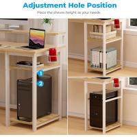 Escritorio de Ordenador con Soporte de Monitor Escritorio de Oficina con Estantes de Almacenamiento Ajustables Pequeño Escritorio Reversible para el Estudio Beige - details 4