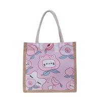 Pequeña bolsa de lino de gran capacidad fresca 2025 nueva bolsa de mano simple estudiante de dibujos animados bolsa de lona - details 0