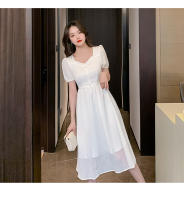Falda larga de cintura alta para mujer, falda larga con temperamento, novedad de verano, vestido francés adelgazante, dulce y fresco, con cuello cuadrado - details 27