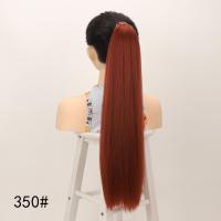 Extensiones de cola de caballo sintéticas esponjosas, suaves con banda elástica, postizo largo Yaki liso, bricolaje, colas de caballo postizas de 24 pulgadas, uso diario - details 4