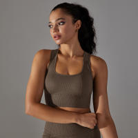Nessaj-Sujetador deportivo sin costuras, top a prueba de golpes, cómodo Chaleco de gimnasio, color sólido, para entrenamiento, correr - details 21