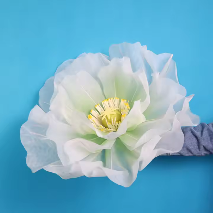 Flor de amapola Artificial de gasa gigante, accesorios de tiro, pétalos esponjosos 3D, flores falsas, exhibición de suelo, paisajismo de boda, flor de hilo - 1