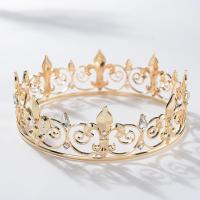 Corona Simple Bar Mitzvah, corona de rey, diadema con aro para el pelo, coronas de Príncipe de Metal, accesorios para el cabello de aleación, Tiaras redondas para boda - details 3