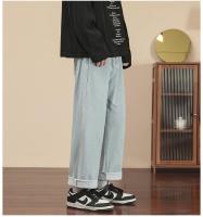 Jeans casuales para hombre Moda Pierna ancha hasta el tobillo Color Azul claro Gris Negro Talla 3XL - details 9