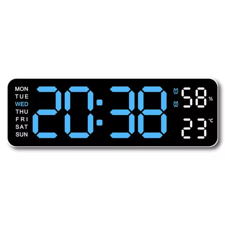 Reloj de pared electrónico multifuncional, Relojes LED digitales de temperatura montados en la pared, calendario, pantalla de Control de voz, reloj de mesa - 1