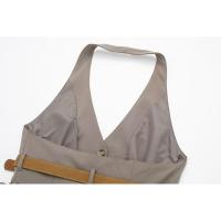 OUWU-Conjunto de moda para mujer, chaleco de cuello alto, pantalones sueltos, estilo americano y europeo, color Beige, novedad de primavera - details 5
