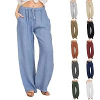 Pantalones de Lino de Algodón para Mujer Cintura Elástica, Bolsillo, Estilo Callejero - details 10
