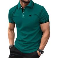 Ropa de hombre 100% poliéster, moda de verano de manga corta de secado rápido, polo ajustado de color sólido, camiseta estampada - details 4