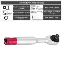 Mini juego de llaves de carraca de torsión, herramienta de reparación manual para vehículo, bicicleta, Kit de llaves de tubo, 1/4 pulgadas, 85MM - details 3