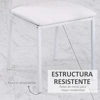 Juego de 4 Sillas de Comedor Tapizadas en Polipiel y Patas de Metal Sillas Modernas para Cocina Dormitorio Carga 120 kg 41x50x91 cm Blanco - details 3
