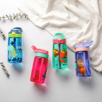 Botella de agua con pajita de silicona y tapa a prueba de derrames para niños, taza de dibujos animados de dinosaurio lindo, botella portátil escolar sin BPA - details 6