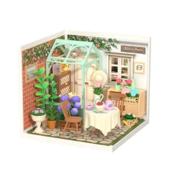 Robotime Rolife DIY Kit de casa de muñecas en miniatura, Kits de construcción de la serie Home Garden con LED, regalos de Navidad para adultos, comedor cálido - 1