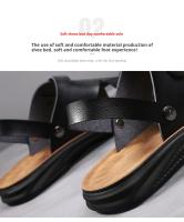 Sandalias planas de cuero para hombre con correa ajustable de doble propósito, cómodas sandalias de playa antideslizantes con punta abierta - details 6