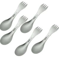 Cuchara de Titanio Ultraligera Portátil para Acampar al Aire Libre Utensilio de Mesa 2en1 - details 0