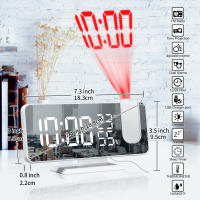 Reloj Digital LED para mesa, despertador electrónico de escritorio, Radio FM, proyector de tiempo, función de repetición, alarma - details 5